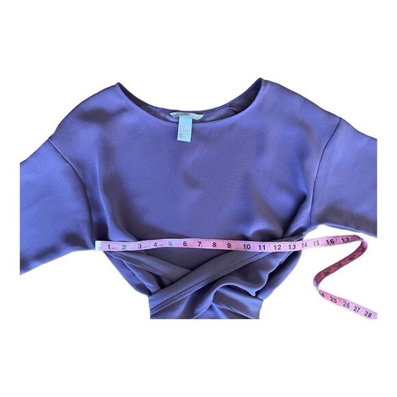 H&M Purple Wrap Waist Size 6 Short Sleeve Knee Length Dress Contemporary Modern - Picture 5 of 7